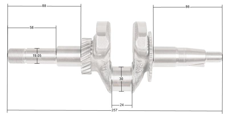 Wał korbowy Loncin LC50ZB60-4.5Q LC168F-2 CZĘŚĆ ORYGINALNA