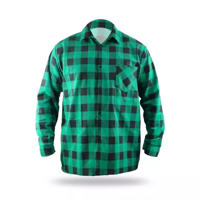 DEDRA BH51F4-S Koszula flanelowa zielona S, flanela męska robocza, 100% bawełna