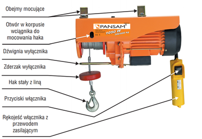 PANSAM A045120 WCIĄGARKA WYCIĄGARKA ELEKTRYCZNA LINOWA 1050W 800kg EWIMAX - OFICJALNY DYSTRYBUTOR - AUTORYZOWANY DEALER PANSAM