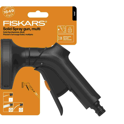 Pistolet zraszający Fiskars multi Solid 1070836 do węża ogrodowego, 3 funkcje strumienia