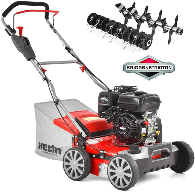 HECHT 5677 WERTYKULATOR SPALINOWY DO TRAWY AREATOR 2w1 MOC 4,5 KM B&S Briggs & Stratton CR950 + 2 WAŁKI METALOWA OBUDOWA